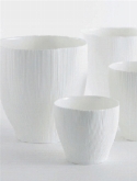 Foto van Indoor pottery planter reef couple white via burobloemen