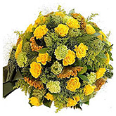 Rouwbiedemeier met gele bloemen  burobloemen