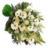 Rouwboeket met witte bloemen  burobloemen