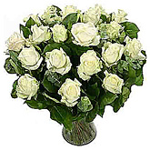 Foto van Bloemen boeket van witte rozen via burobloemen