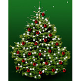 Kerstboom nordmann 150cm met kerstballen ossenbloedrood  burobloemen
