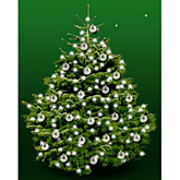 Foto van Kerstboom nordmann 150cm met kerstballen zilver glans via burobloemen