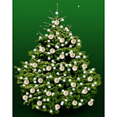 Foto van Kerstboom nordmann 175cm met kerstballen parelmoer mat via burobloemen