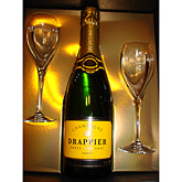 Foto van Kerstpakket champagne drappier met 2 flutes via burobloemen